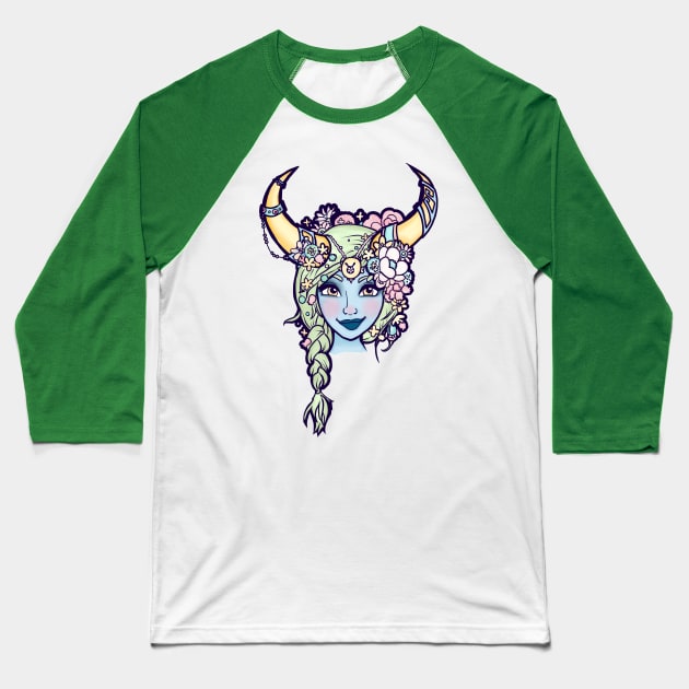 horned woman Baseball T-Shirt by kokodiablo